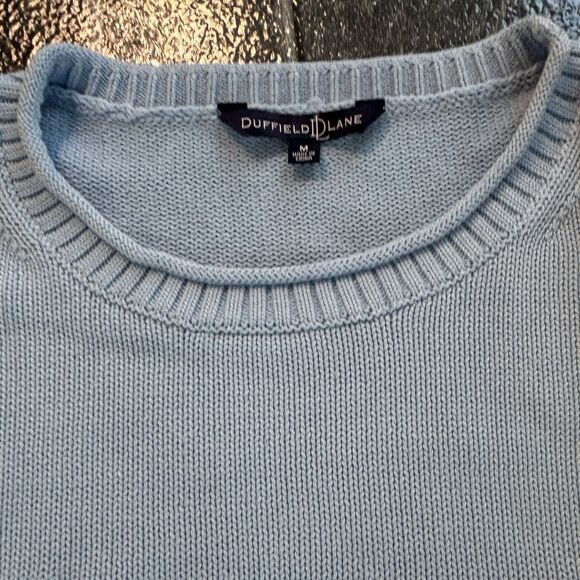 Duffield Preppy Lane Heirloom Cotton Women's Useppa Light Blue Sweater Sz M - Picture 7 of 12